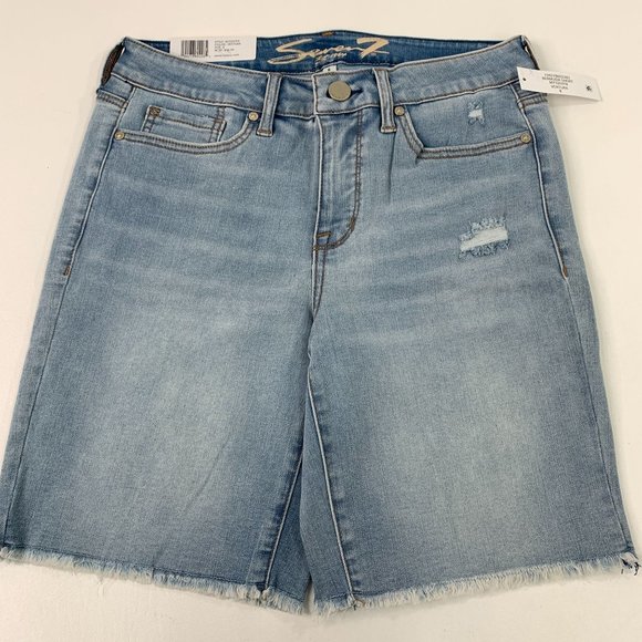 Seven7 Women's Shorts Size 8 Sunset Bermuda 9" inseam Denim Jean Short Size 8 - Picture 1 of 8